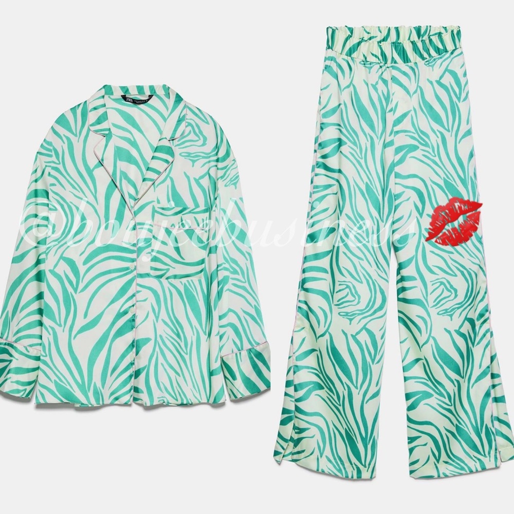ZARA BNWT Pajama Style Lounge Wear 2pc Coord Set - Picture 11 of 14